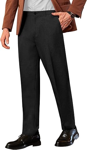 COOFANDY Men Classic Fit Dress Pant Casual Flat Front Pant Expandable Waist Suit Pant