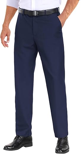 COOFANDY Men Classic Fit Dress Pant Casual Wrinkle Flat Front Pant Stretch Suit Pant