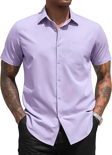 COOFANDY Men's Dress Shirts 2024 Short Sleeve Business Casual Regular Fit Button Down Shirts with Pocket